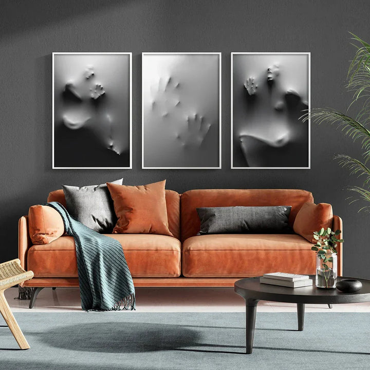 Modern Art Abstract Ghostly Figures on Wall Canvas Prints Black White Wall Art Posters Pictures for Living Room Bedroom Art Decor | Skanto