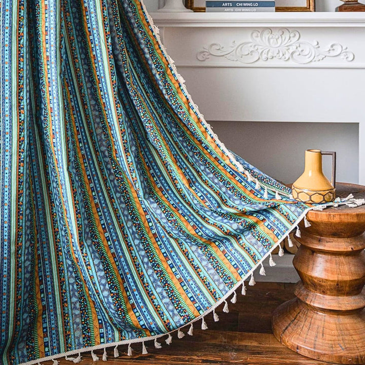 Skanto | Serina Boho Stripete Frynse Gardin for Stuevindu