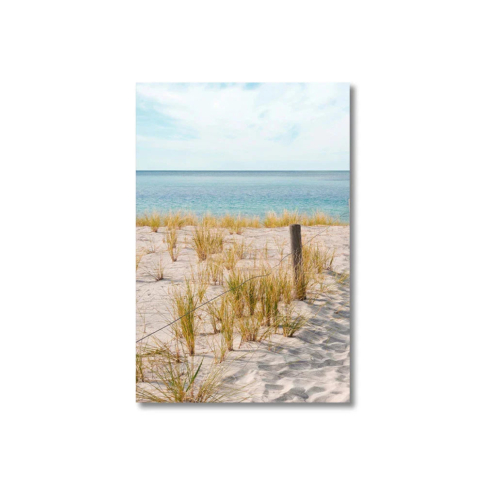 Sett med 3PCS Blått hav Sandete strand veggkunst Fine Art lerretsutskrift Inspirasjon Seascapes bilder av ro for stuen | Skanto