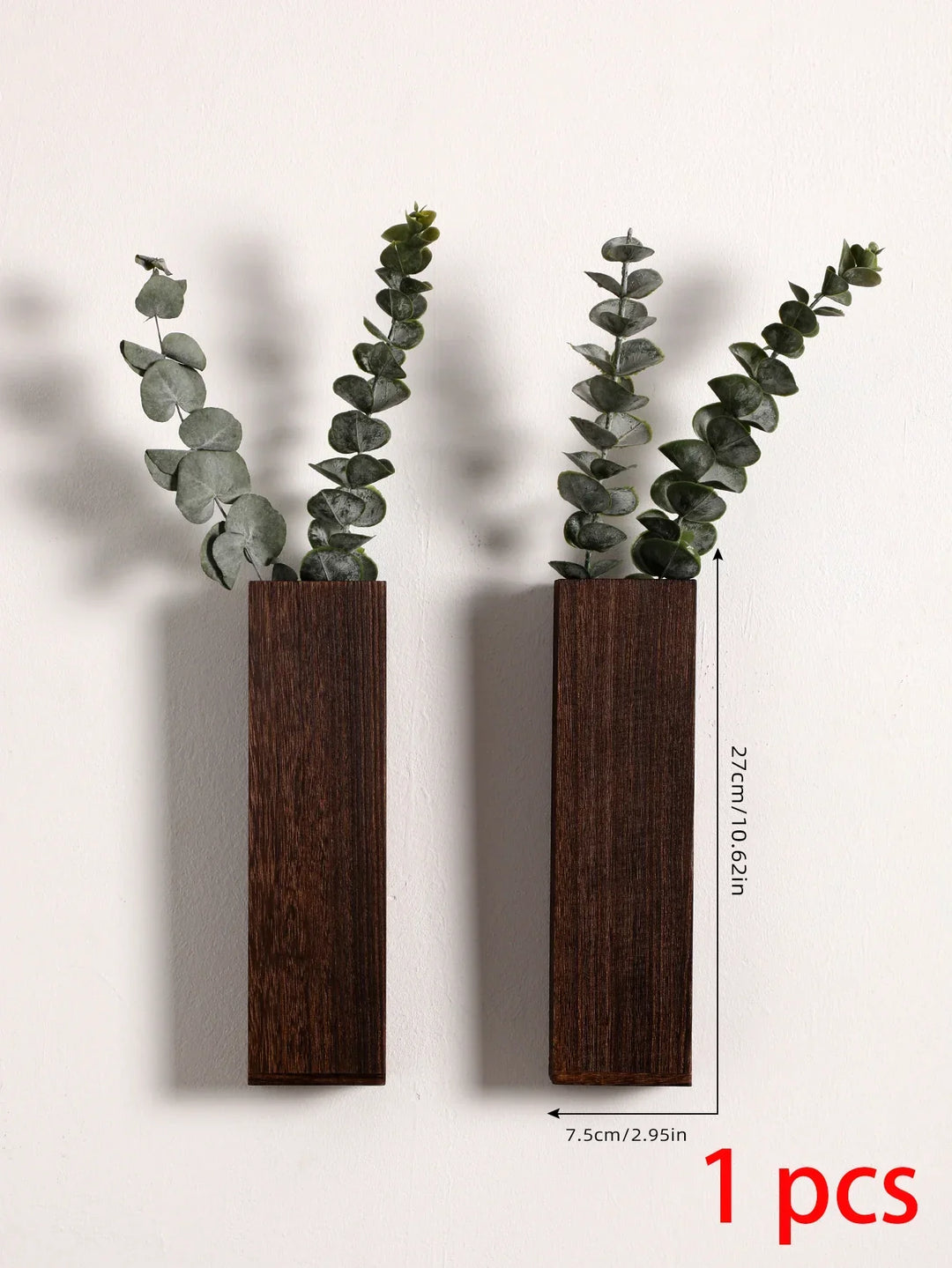 Håndlaget nordisk trekasse veggplante - Naturlig åretegning, minimalistisk skandinavisk design, perfekt for langstilke blomster og interiør, allsidige og elegante dekorative stykker | Skanto