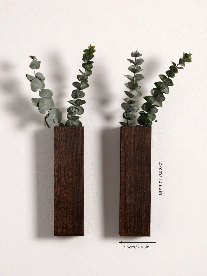 Håndlaget nordisk trekasse veggplante - Naturlig åretegning, minimalistisk skandinavisk design, perfekt for langstilke blomster og interiør, allsidige og elegante dekorative stykker | Skanto