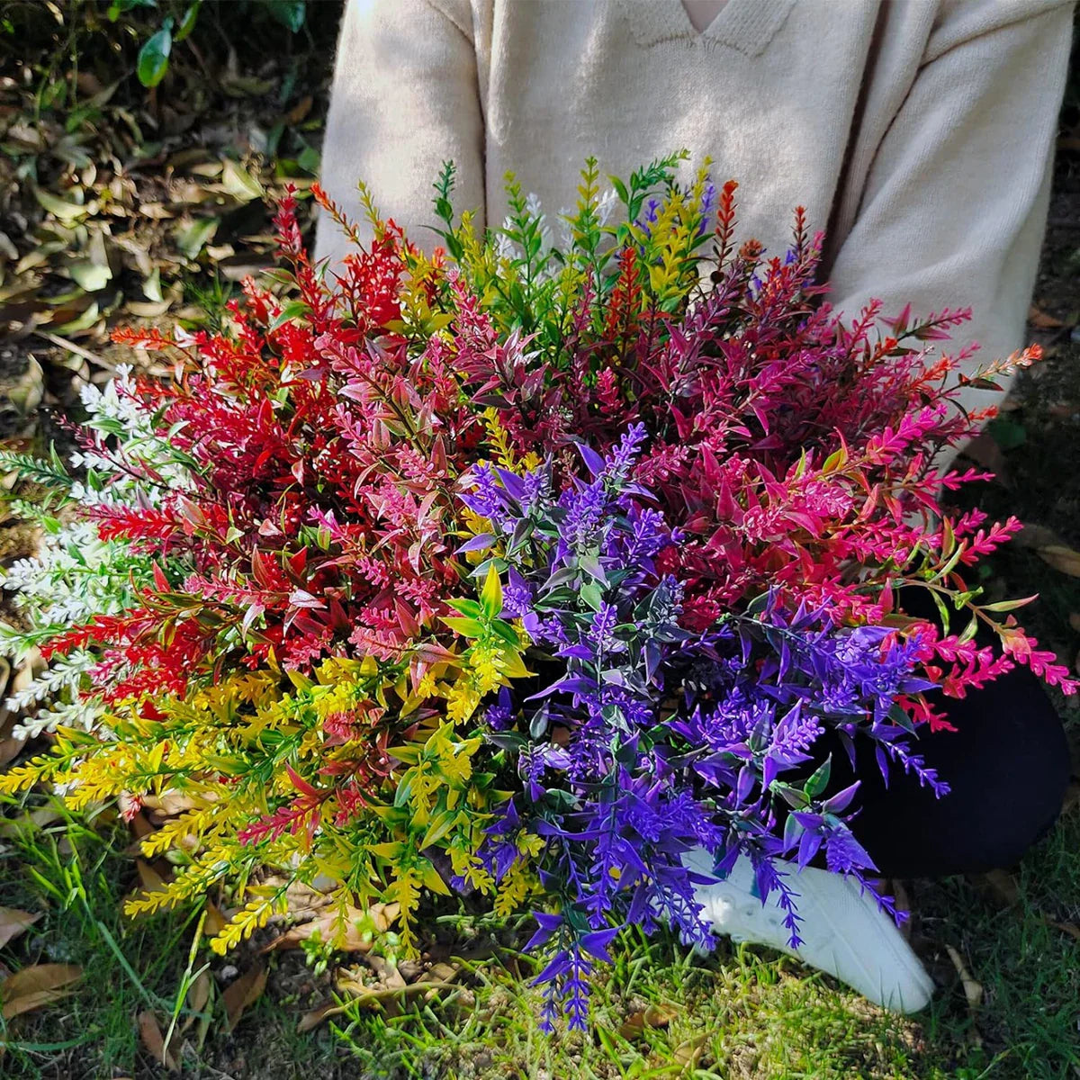 Norvo | Florabell 12 Delt Sett Kunstig Lavendel | Kunstige Planter for Bryllup, Vaser, Garlands & Dekorasjon | For Innendørs & Utendørs