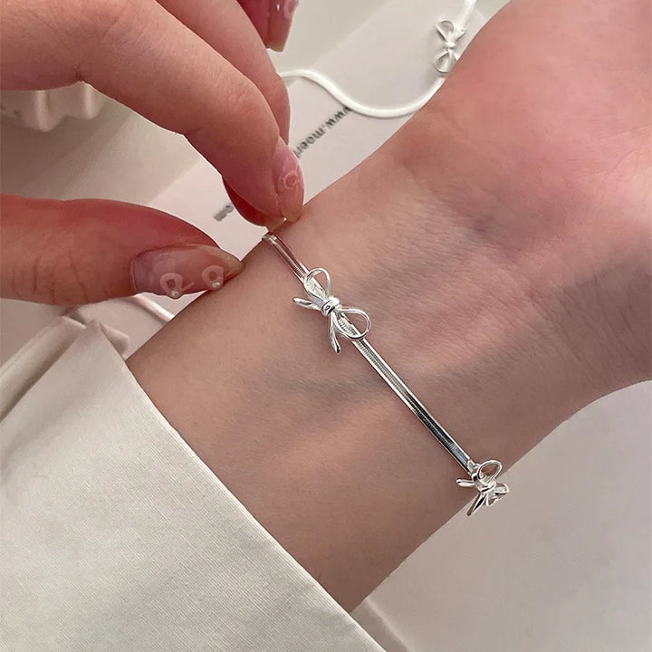 Skanto | Feminine Sløyfe Herringbone Halskjede og Armring