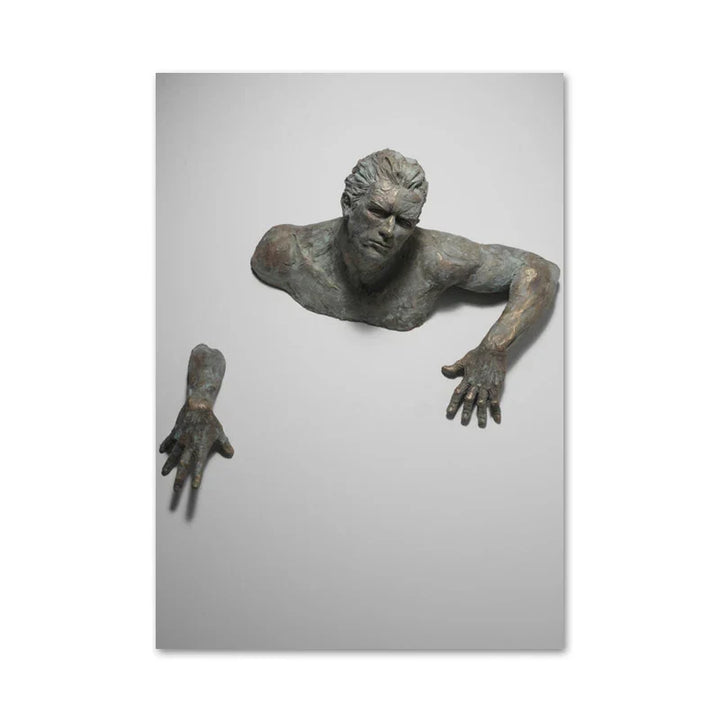 Modern Urban Abstract Iron Statue Wall Art Fine Art Canvas Prints 3D Visualization Figure Art Pictures For Minimalist Apartment Wall Decor | Skanto