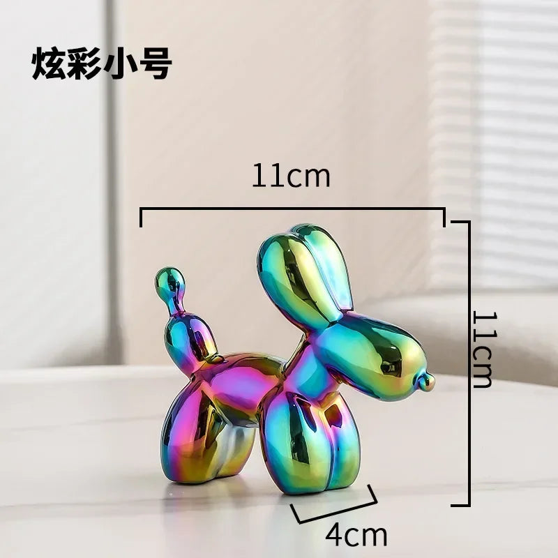 Skanto | Nordisk Keramisk Ballonghund Skulptur Gull Dyre Dekorasjoner Statue Stue Ornament Kreativ Skrivebord Ornament Hjem Dekor