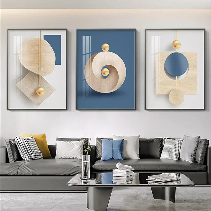 Modern Aesthetic Abstract Geometry Wall Art Fine Art Canvas Prints Posters Pictures For Modern Apartment Living Room Light Luxury Home Decor | Skanto