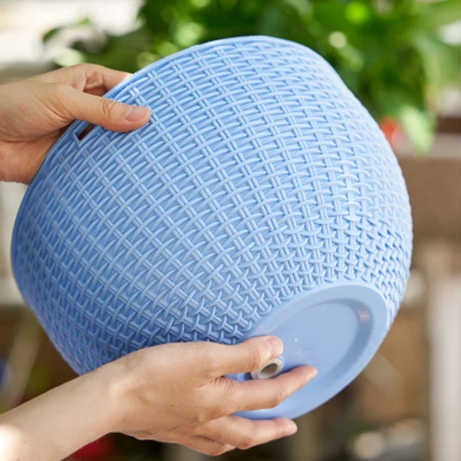 Norvo | Rattania Bloom Hengepotte | Europeisk Stil | Honningkake Mønster & Rattan Utseende | For Hage, Balkong & Innendørs