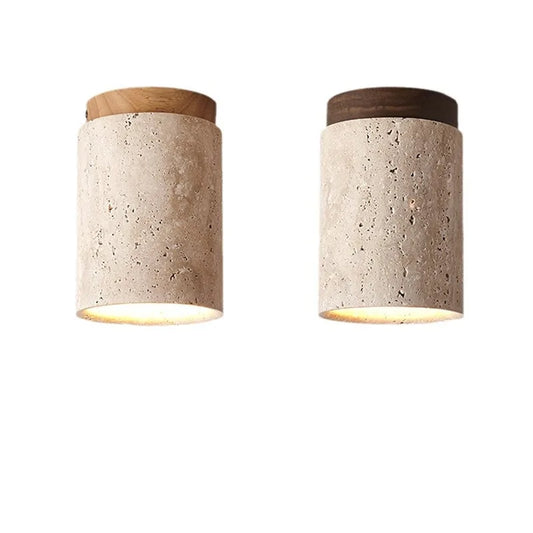 PierreLuxe - Innfelt taklys i travertin for hall og trapp