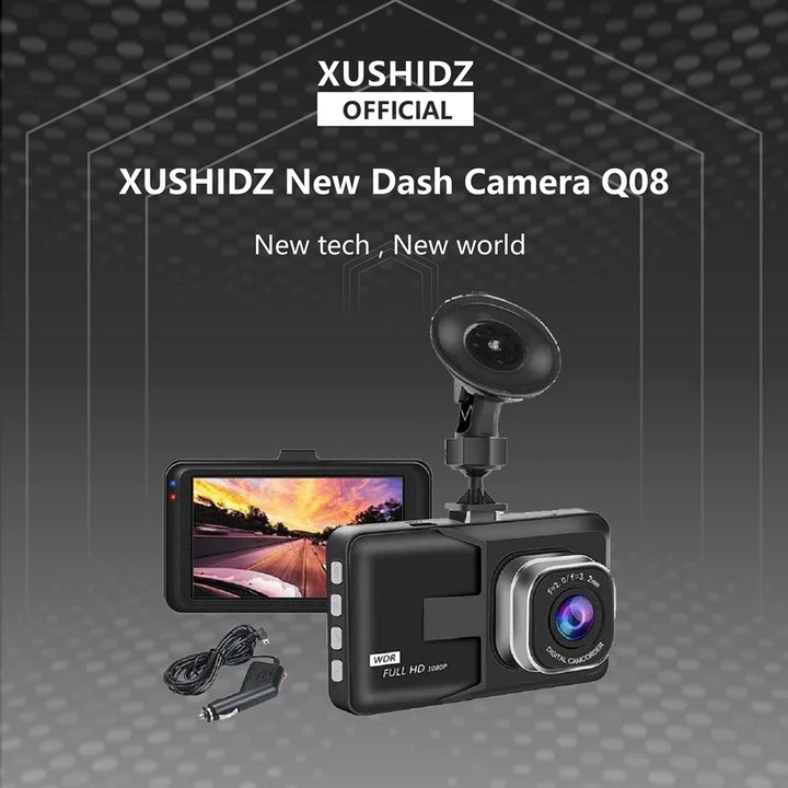 Skanto | Q08 1080P Dash Cam med G-sensor - 170° Vidvinkelobjektiv & Super Nattseing