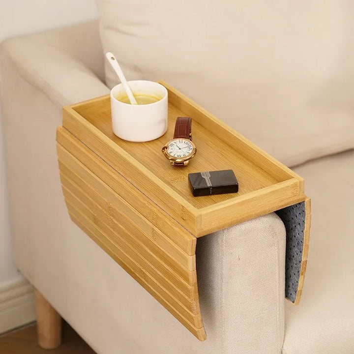 Minimalist Bamboo Sofa Armrest Organizer | Skanto