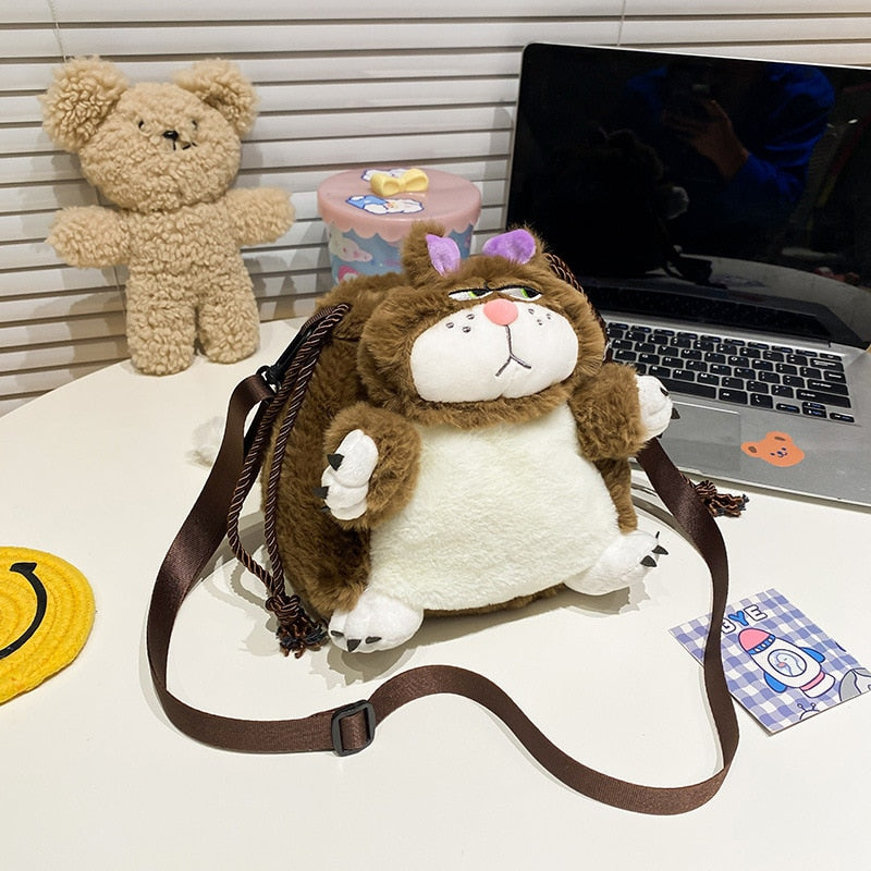 Norvo | Kjedelig Plysj Katt Skulderveske