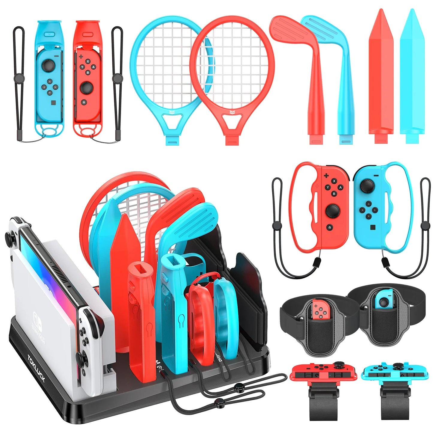 Norvo | Alt-i-ett Sports Spill Tilbehør Kit for Switch/Switch Lagringsstativ Sett