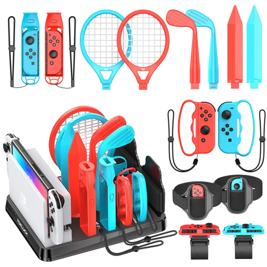 Norvo | Alt-i-ett Sports Spill Tilbehør Kit for Switch/Switch Lagringsstativ Sett