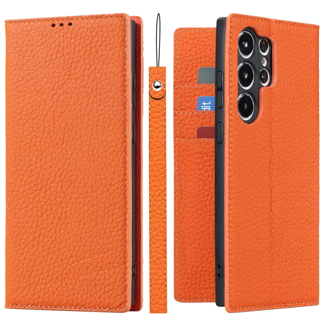 ekte lær lommebokdeksel for Samsung Galaxy S23 Ultra Skanto