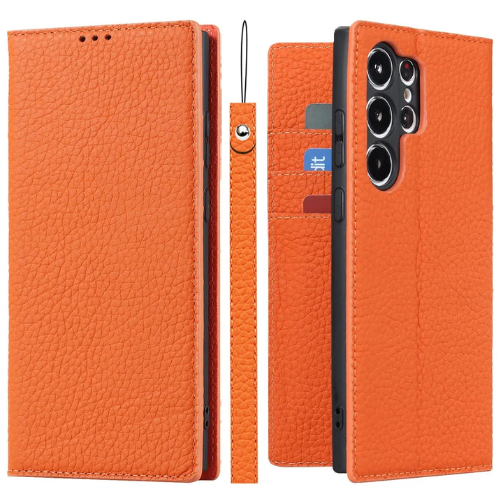 ekte lær lommebokdeksel for Samsung Galaxy S23 Ultra Skanto
