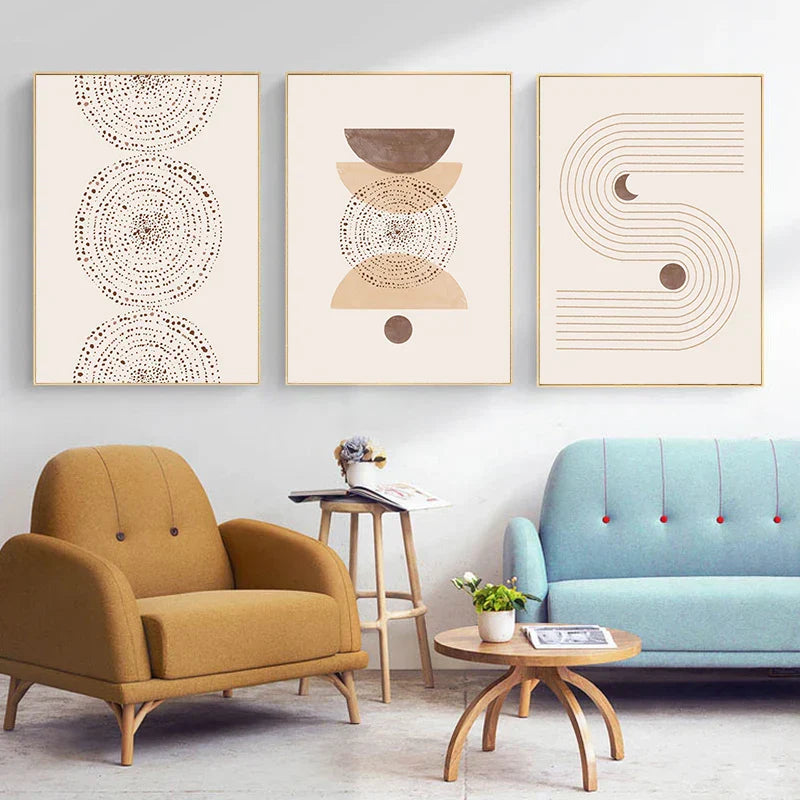 Minimalist Abstract Celestial Geometry Wall Art Fine Art Canvas Prints Sun Moon Posters Pictures For Living Room Bedroom Art Decor | Skanto