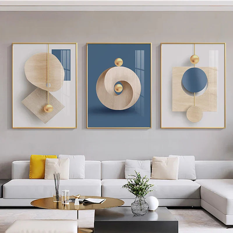 Modern Aesthetic Abstract Geometry Wall Art Fine Art Canvas Prints Posters Pictures For Modern Apartment Living Room Light Luxury Home Decor | Skanto
