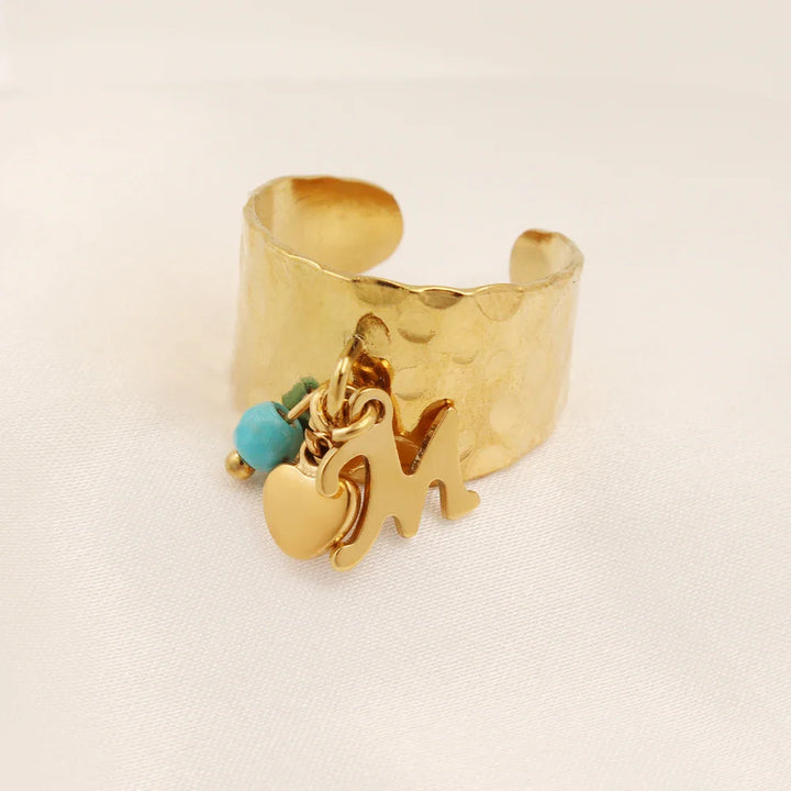 Skanto | Dainty Justerbar Bokstav Initial & Hjerte Vedhengt Ring