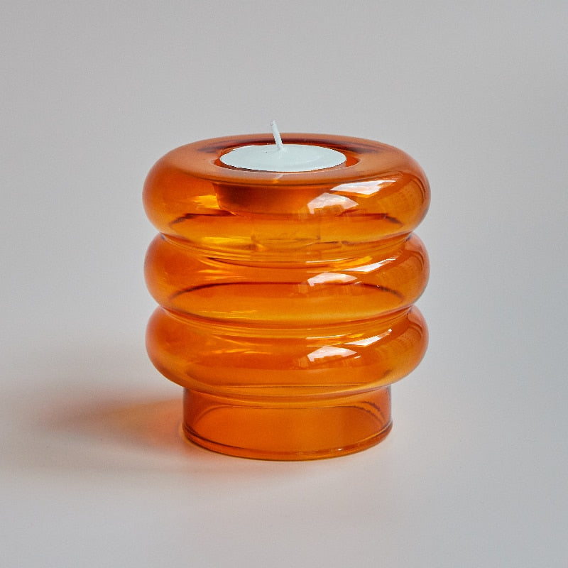 Skanto | Glas-Spiral-Kerzenhalter | Modernes Dekorationsdesign | Mehrfarbig