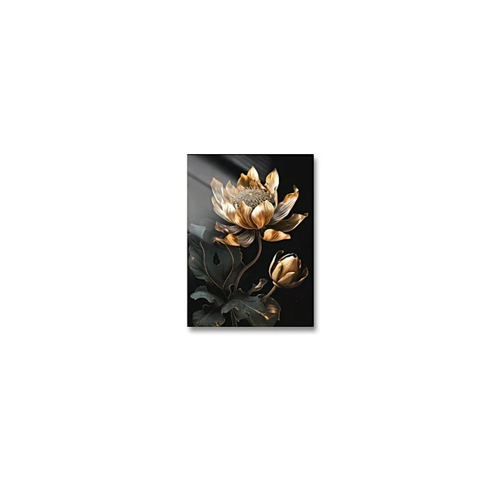 Svart Gylden Floral Veggkunst Fin Kunst Lerret Utskrifter Moderne Botaniske Bilder For Stue Soverom Lett Luksus Boliginnredning | Skanto