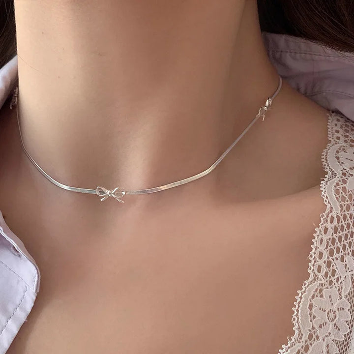 Skanto | Feminine Sløyfe Herringbone Halskjede og Armring