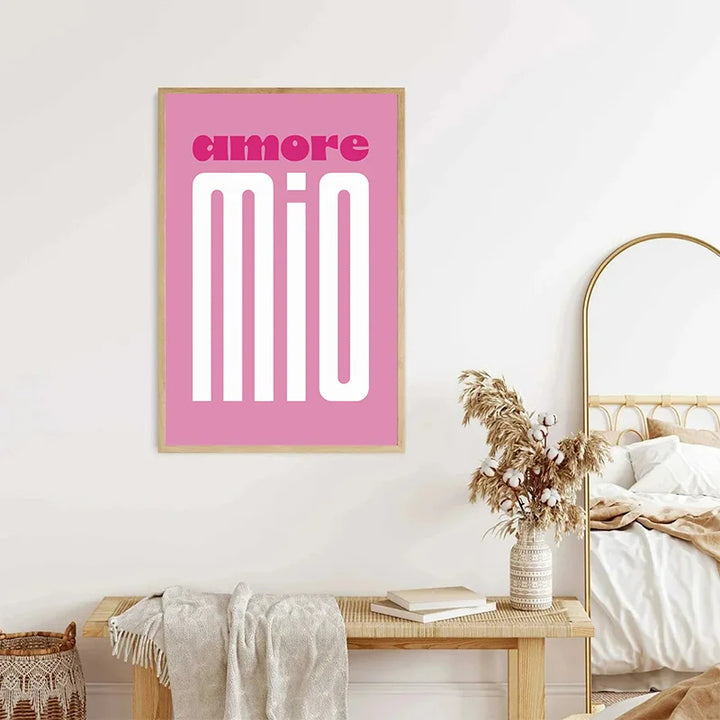 Pink Retro Love Quote Wall Art Fine Art Canvas Prints Typographic Pictures For Bedroom Living Room Hotel Room Modern Apartment Wall Art Decor | Skanto