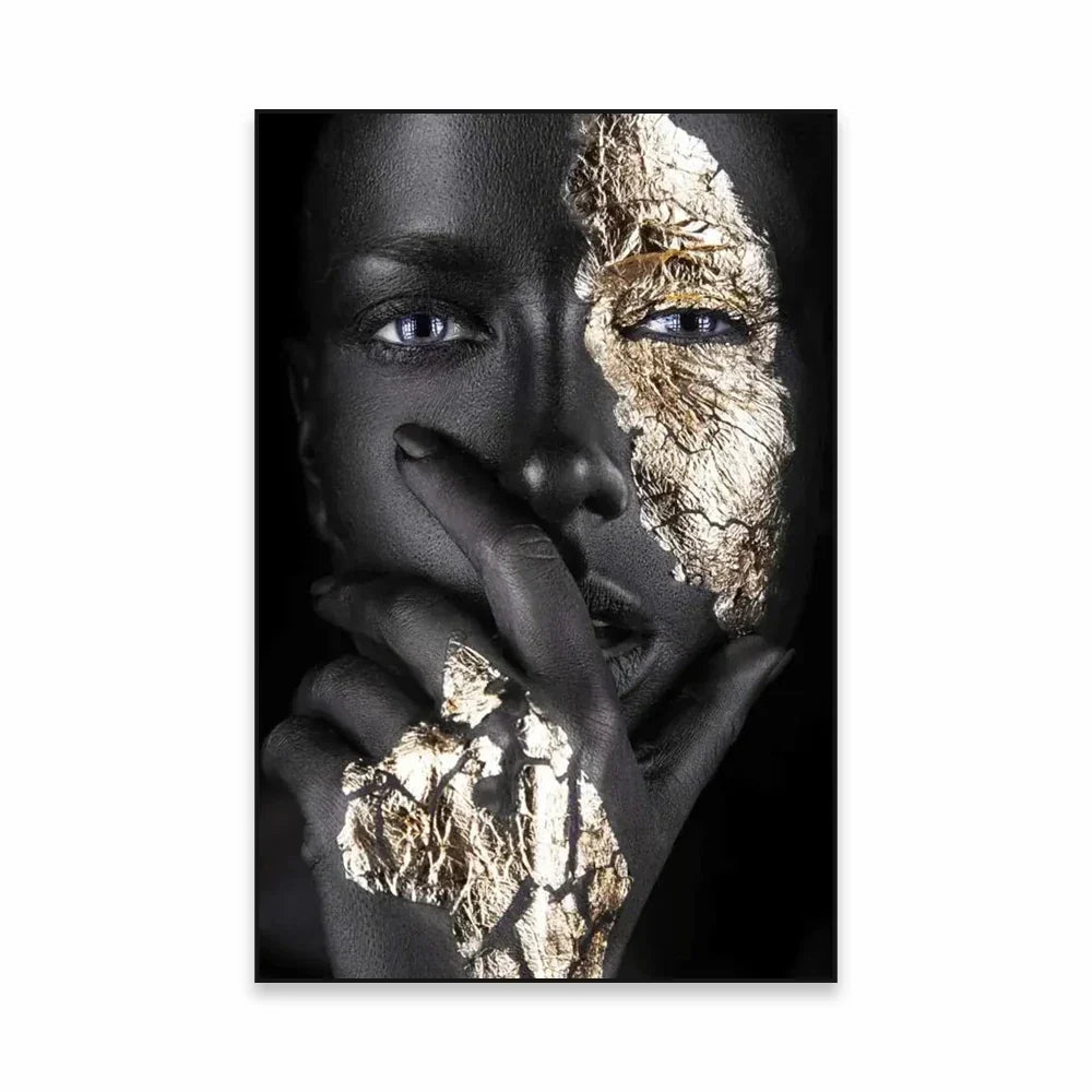 Golden Girl Fashion Wall Art Fine Art Canvas Prints Modern Abstract Portrait Pictures For Living Room Bedroom Boutique Lounge Art Decor | Skanto
