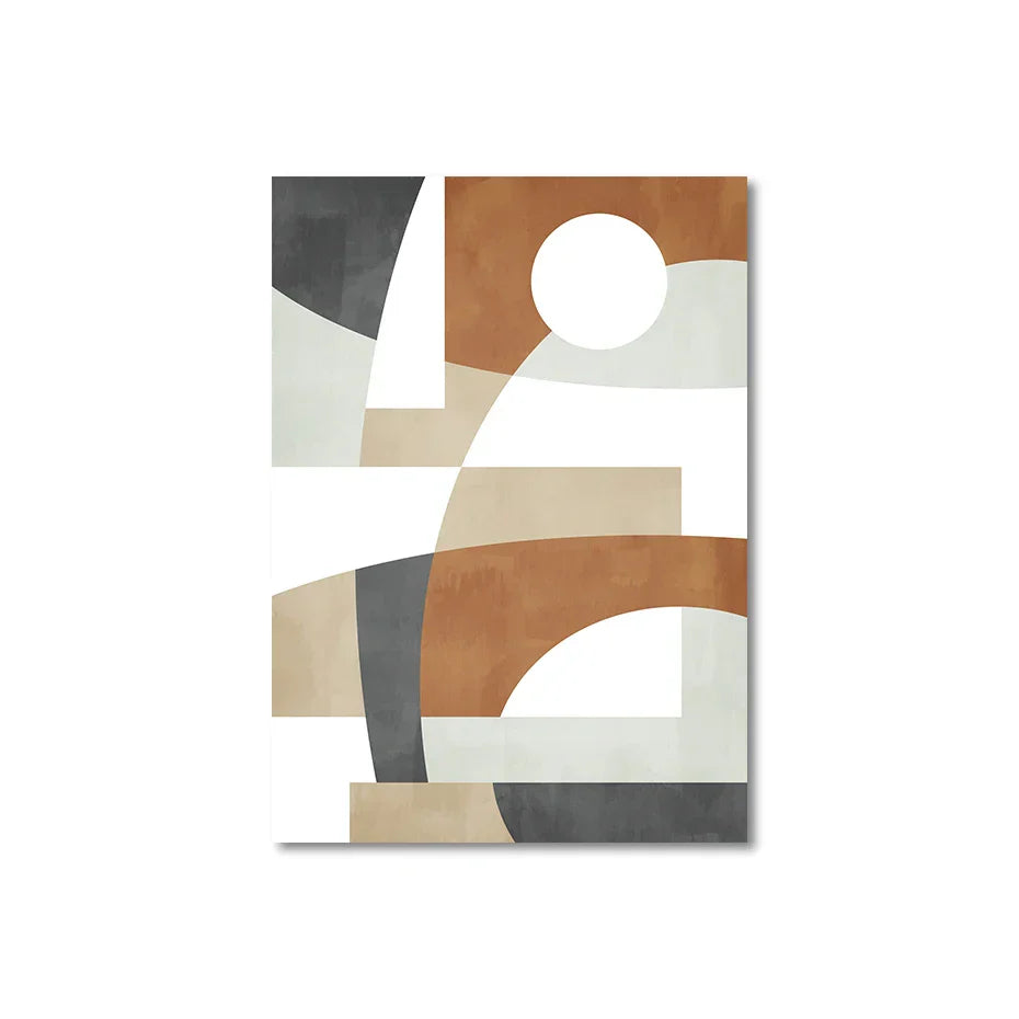 Geometric Abstract Color Block Wall Art Fine Art Canvas Prints Neutral Colors Pictures for Living Room Dining Room Home Office Decor | Skanto