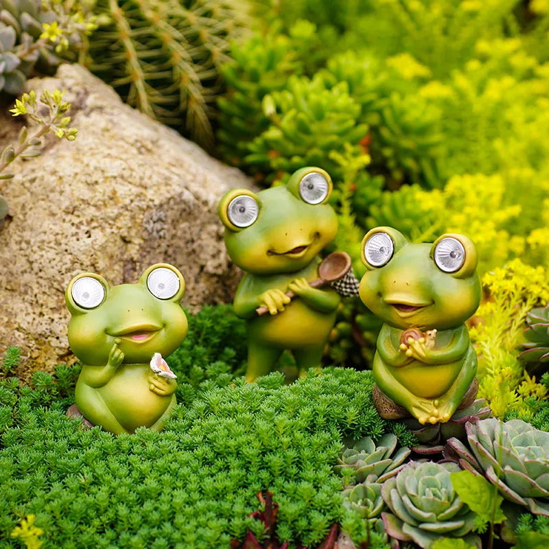 Norvo | NORTHEUINS Harpiks Mini Frosk Figurer Sollys Dekorative Dyrestatuer Landhus Pastoral Hage Landskap Dekor Tilbehør