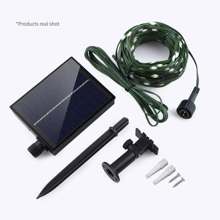 Skanto | Solar Lyslenke 100M LumiSol ProLine | 8 Modus | IP65 vannavstøtende | Ekstra lyse LED-lys | Fjernkontroll & rask lading | For hage, bryllup & jul