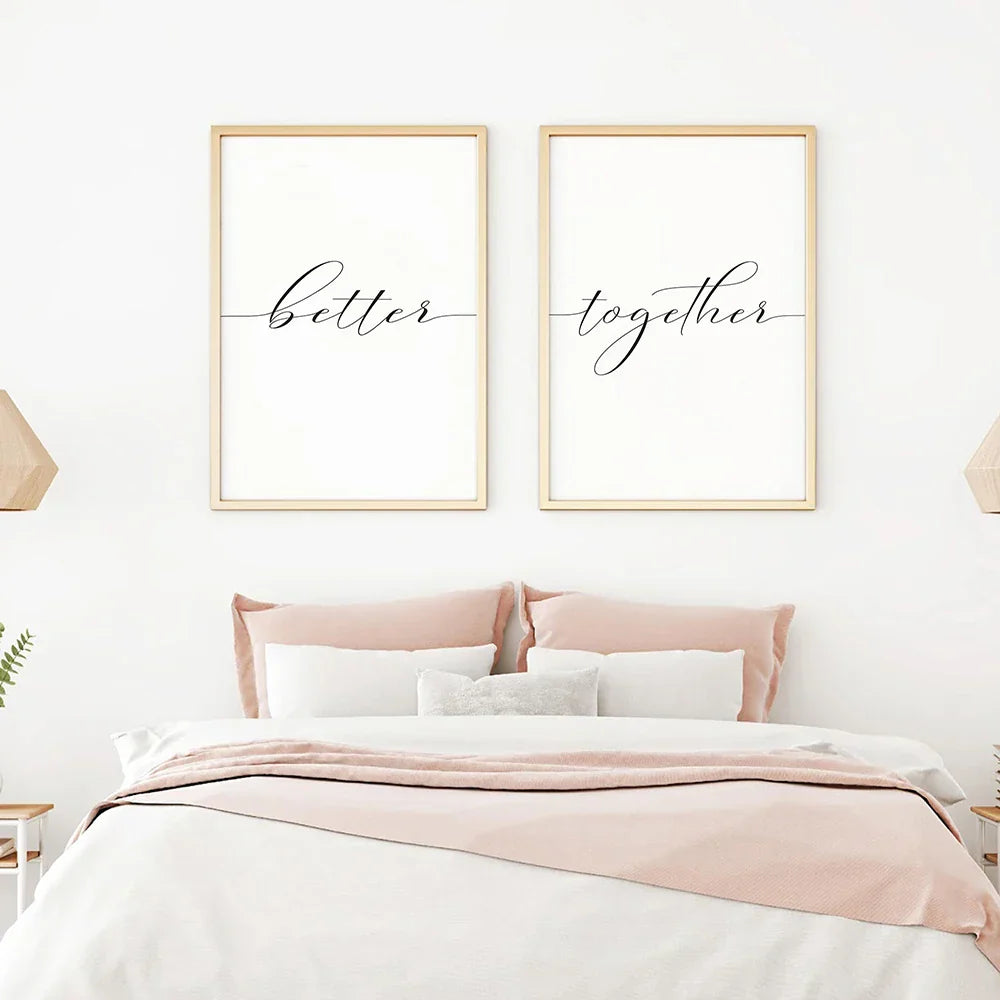 Lovers Quote Wall Art Black White Minimalist Typographic Posters Fine Art Canvas Prints Picture For Bedroom Living Room Art Decor | Skanto