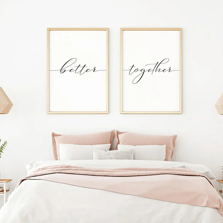 Lovers Quote Wall Art Black White Minimalist Typographic Posters Fine Art Canvas Prints Picture For Bedroom Living Room Art Decor | Skanto