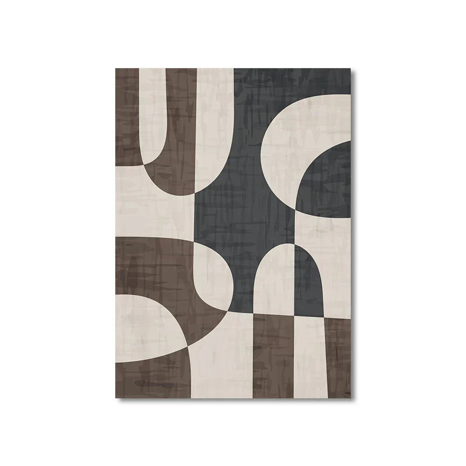 Modern Geometric Brown Beige Abstract Wall Art Fine Art Canvas Prints Pictures for Living Room Bedroom Contemporary Interior Decor | Skanto