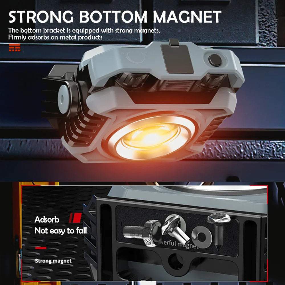 Norvo | Arbeidslys MagnoBeam Pro | Oppladbar & dimbar | 1500 lm COB + TG3 Spotlight | Magnetisk & IP66 vanntett