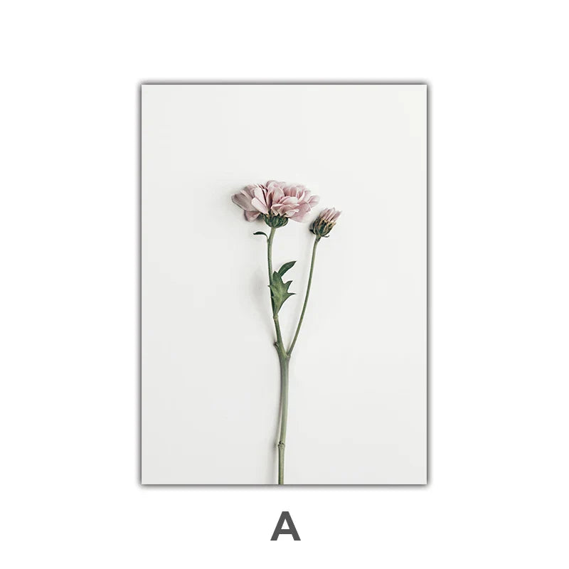 Minimalist Pink Floral Botanical Wall Art Fine Art Canvas Prints Posters Elegant Pictures For Nordic Living Room Dining Room Bedroom Art Decor | Skanto