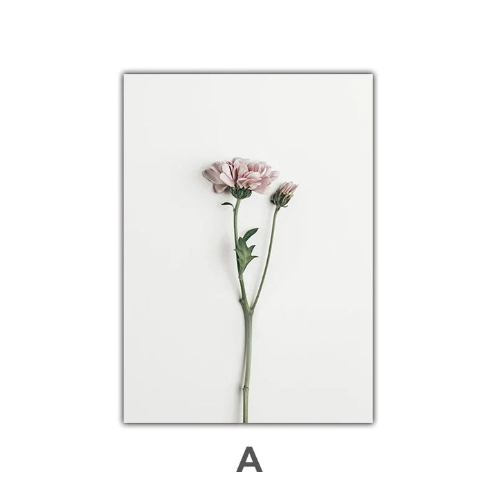 Minimalist Pink Floral Botanical Wall Art Fine Art Canvas Prints Posters Elegant Pictures For Nordic Living Room Dining Room Bedroom Art Decor | Skanto
