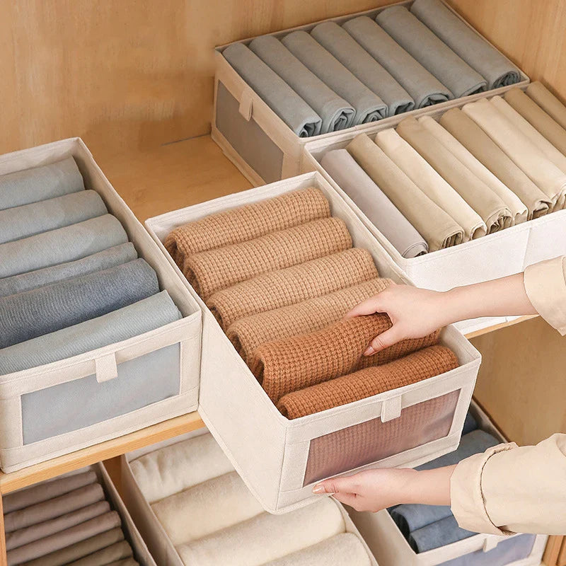 Norvo | Kjole oppbevaringsboks med vindu | Sammenleggbar & Pustende | VistaLino lin boks i M/L/XL