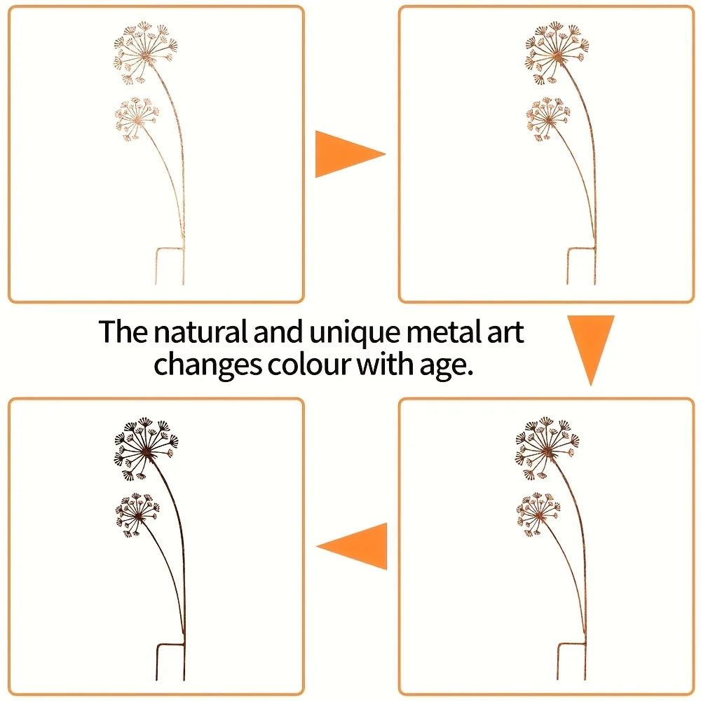 Norvo | Florandis Metall Hagepinn Blomst | Dekorativ Pinn for Balkong, Seng & Blomsterpotte | Værbestandig & Detaljert