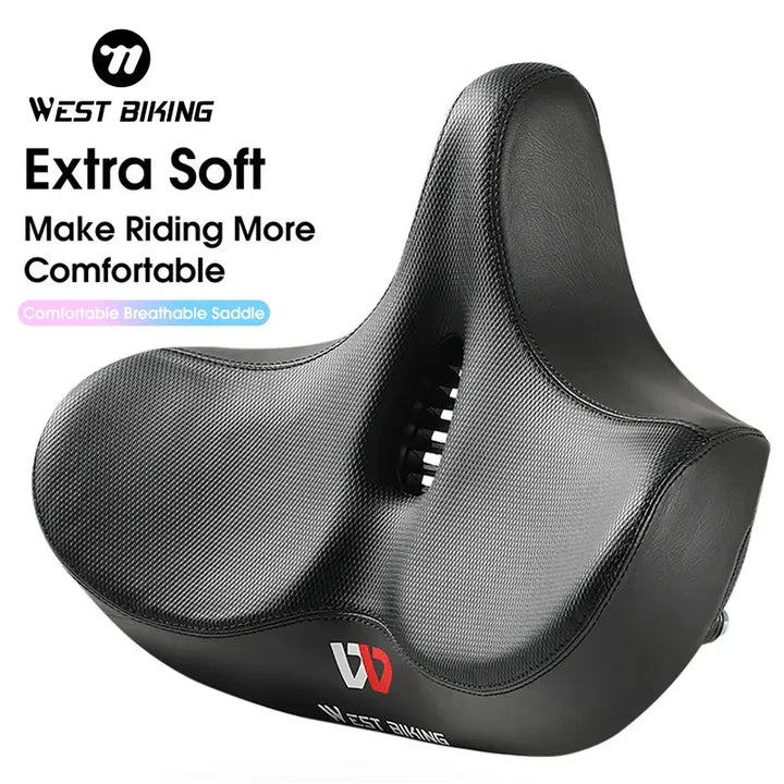 Skanto | Bred Ergonomisk Sykkelsete – Komfortabelt Sete med Støtdemping for By- og Terrengsykler