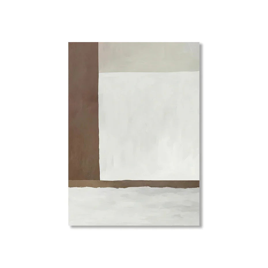 Abstract Brown Gray Beige Minimalist Geometric Wall Art Fine Art Canvas Prints Neutral Color Pictures for Modern Living Room Home Decor | Skanto