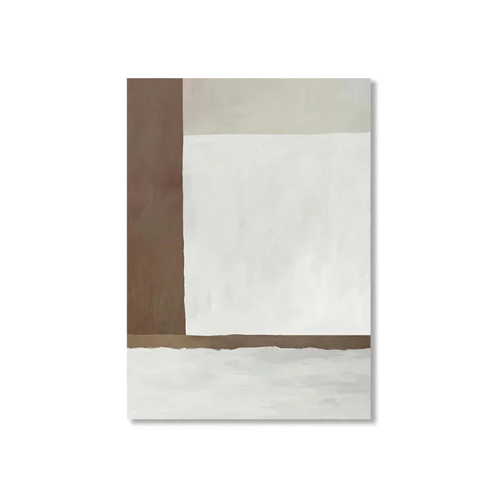 Abstract Brown Gray Beige Minimalist Geometric Wall Art Fine Art Canvas Prints Neutral Color Pictures for Modern Living Room Home Decor | Skanto