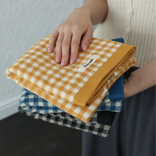 Retro Liten Rute Bomull Håndkle – Mykt & Absorberende Håndkle til Husholdning | Skanto
