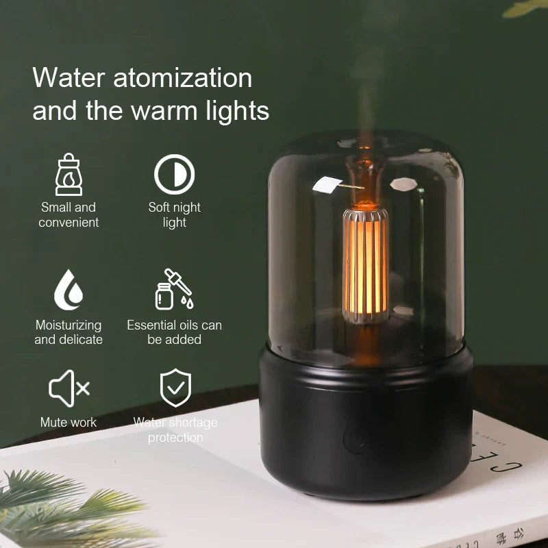 Skanto | Retro Aroma Diffuser med Nattlys - USB Essensiell Olje Luftfukter for Hjem og Kontor