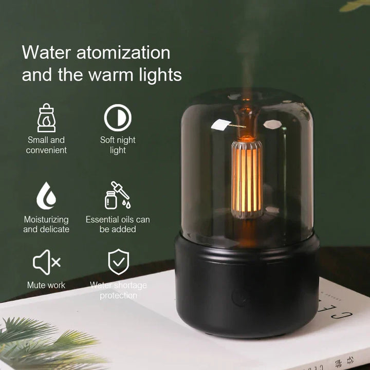 Skanto | Retro Aroma Diffuser med Nattlys - USB Essensiell Olje Luftfukter for Hjem og Kontor