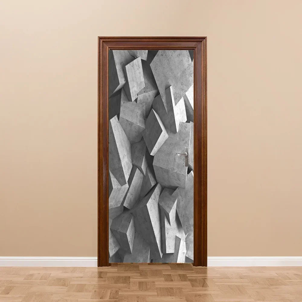 Modern Abstract Pearl Geometric Door Sticker Mural Removable PVC Vinyl Peel N Stick Wall Art Mural Sticker for Indoor Doors Creative DIY Home Deco | Skanto