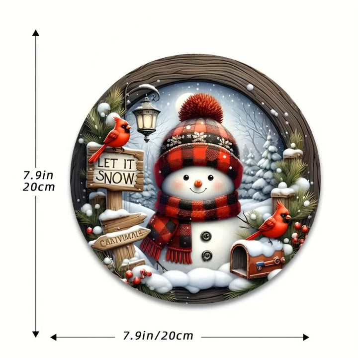 Skanto | CrystalSnow | Julekrans laget av akryl | Snømann & vinterdesign | Vegg- & dørdekorasjon Ø 20 cm