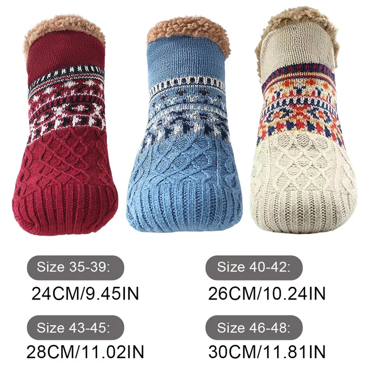 Skanto | North Cottage | Termiske Hus Sokker Vinter | Gripefrie Koselige Sokker for Kvinner & Menn | Tykt Fôrede & Ekstra Varme | Myke Antiskli Sengesokker for Hjemmet & Jul