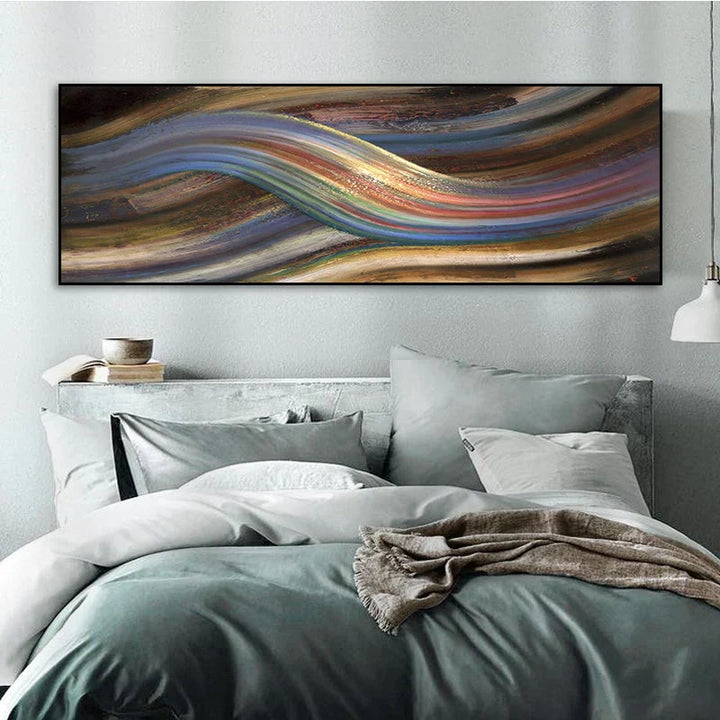 Rainbow Abstract Wall Art Fine Art Canvas Print Wide Format Modern Colors Pictures For Above Bed or Above Living Room Sofa | Skanto