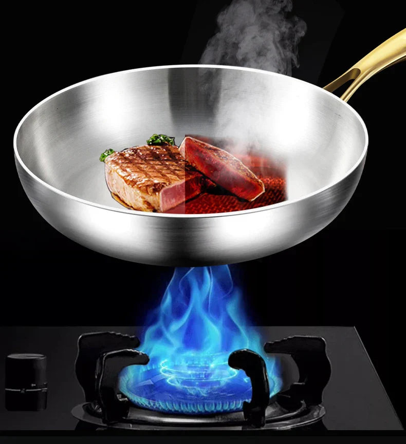 ChefSteel – Profesjonell Rustfritt Stål Stekepanne for Gass & Induksjon Skanto