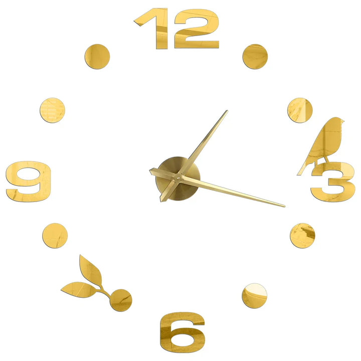 Large DIY 3D Mirror Acrylic Wall Clock for Kitchen, Dining Room, Living Room | Skanto